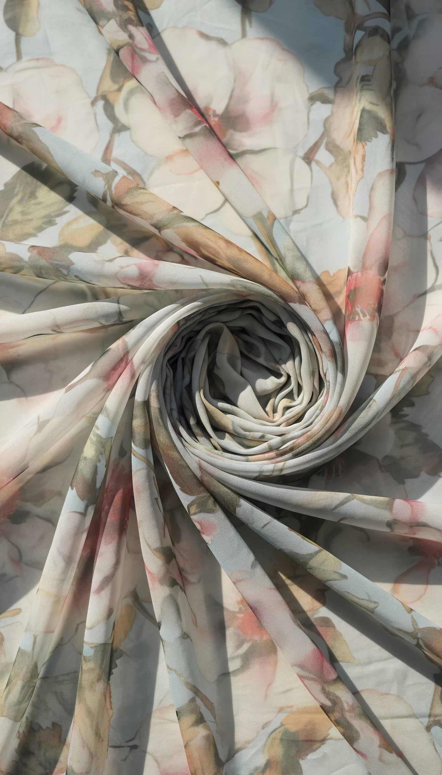 Light Blue Paneled Floral Print Spaghetti Strap Midi Dress