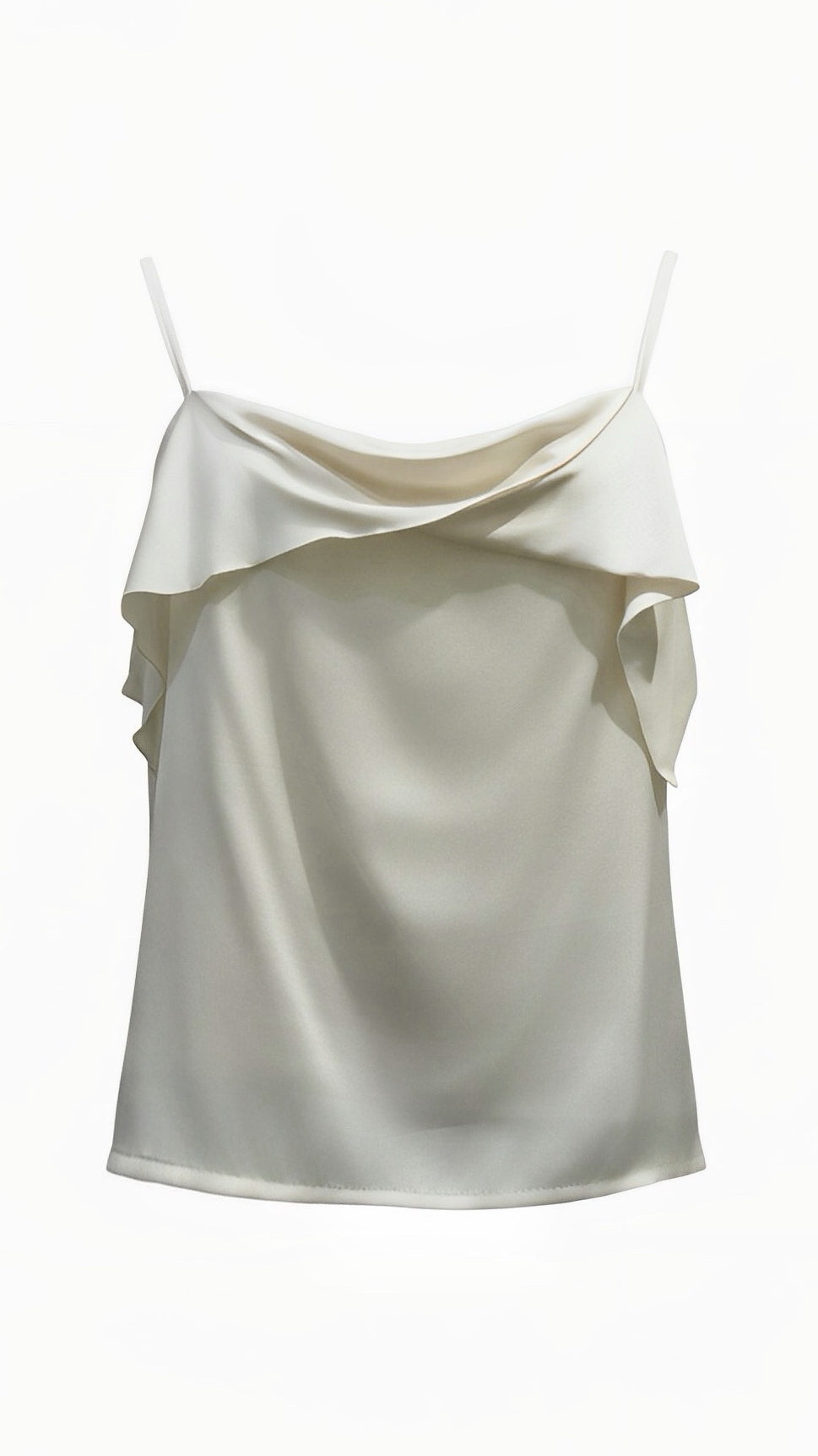 Off-White Silk Ruffled Camisole