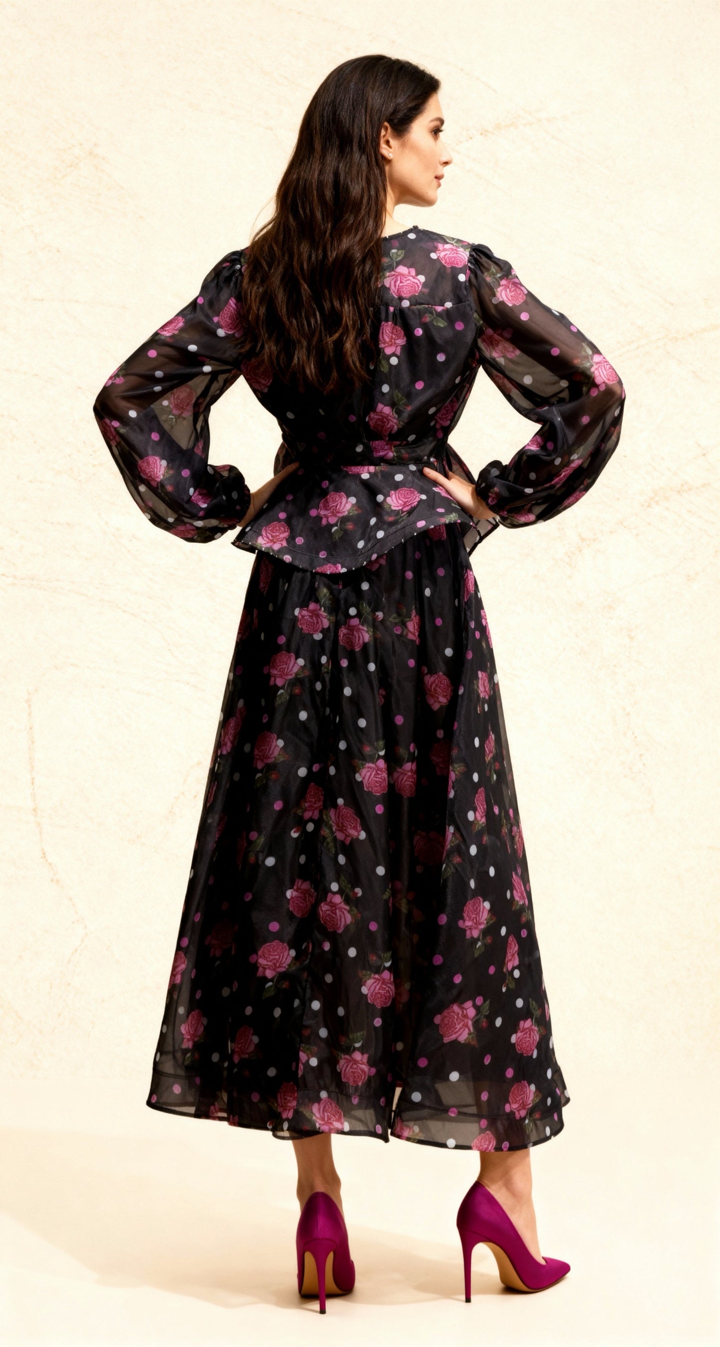 Black & Pink Polka-Dot Two-Piece Set