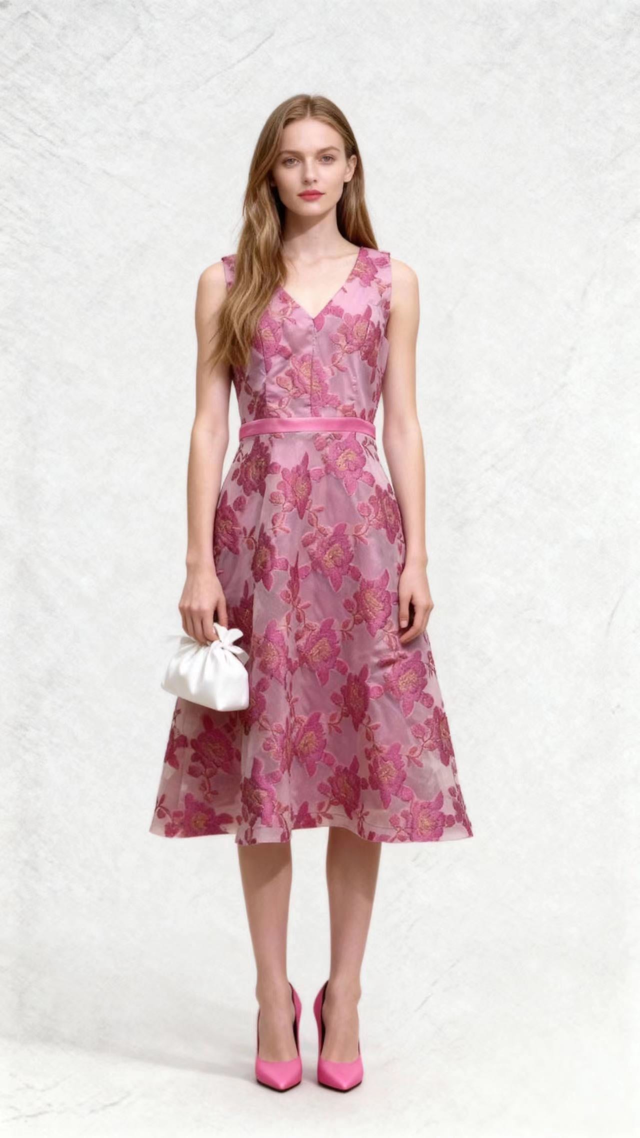 Pink-Hued Floral Sleeveless Dress