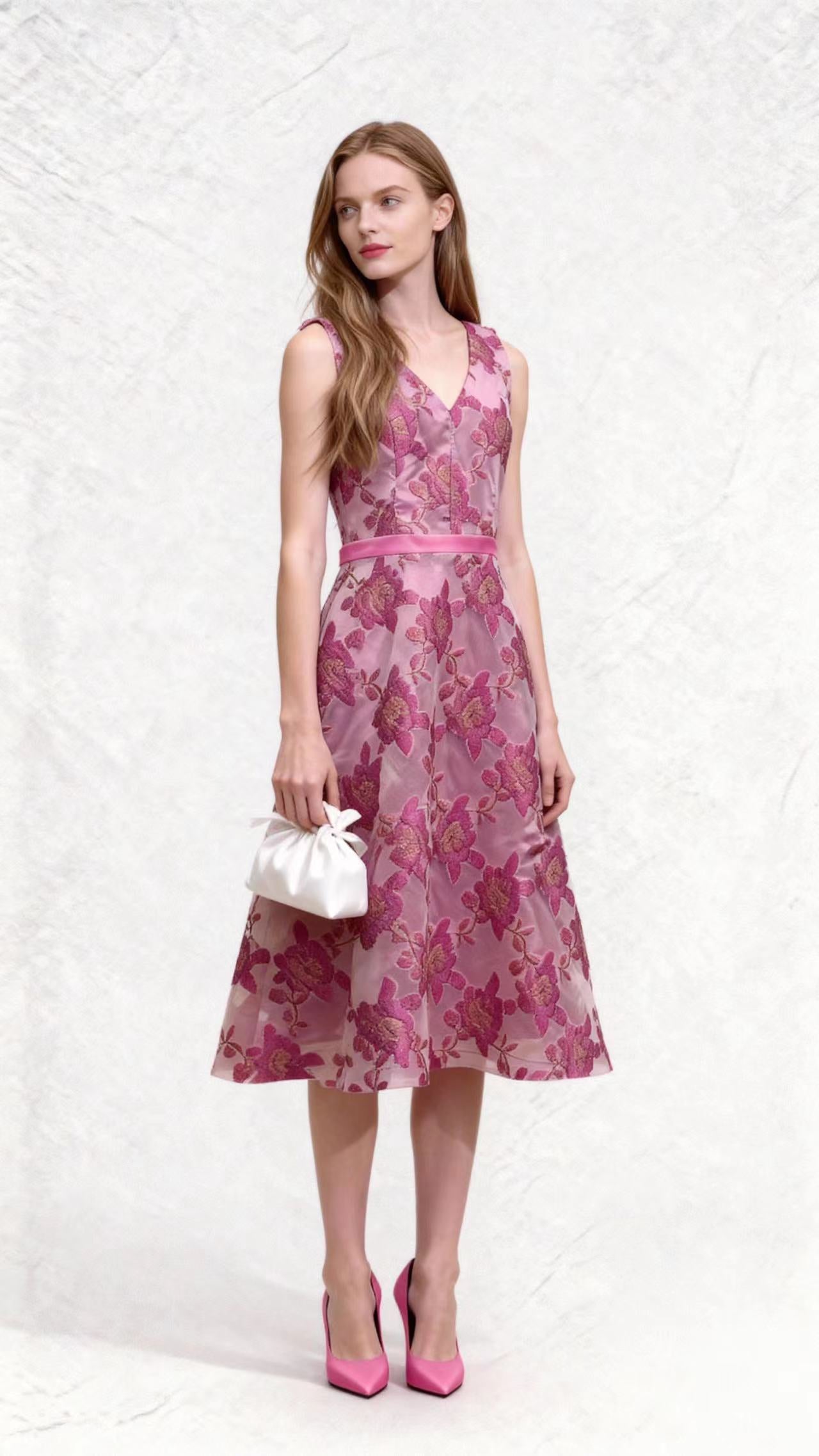Pink-Hued Floral Sleeveless Dress