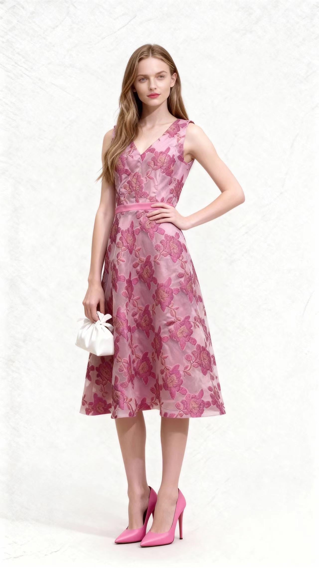 Pink-Hued Floral Sleeveless Dress