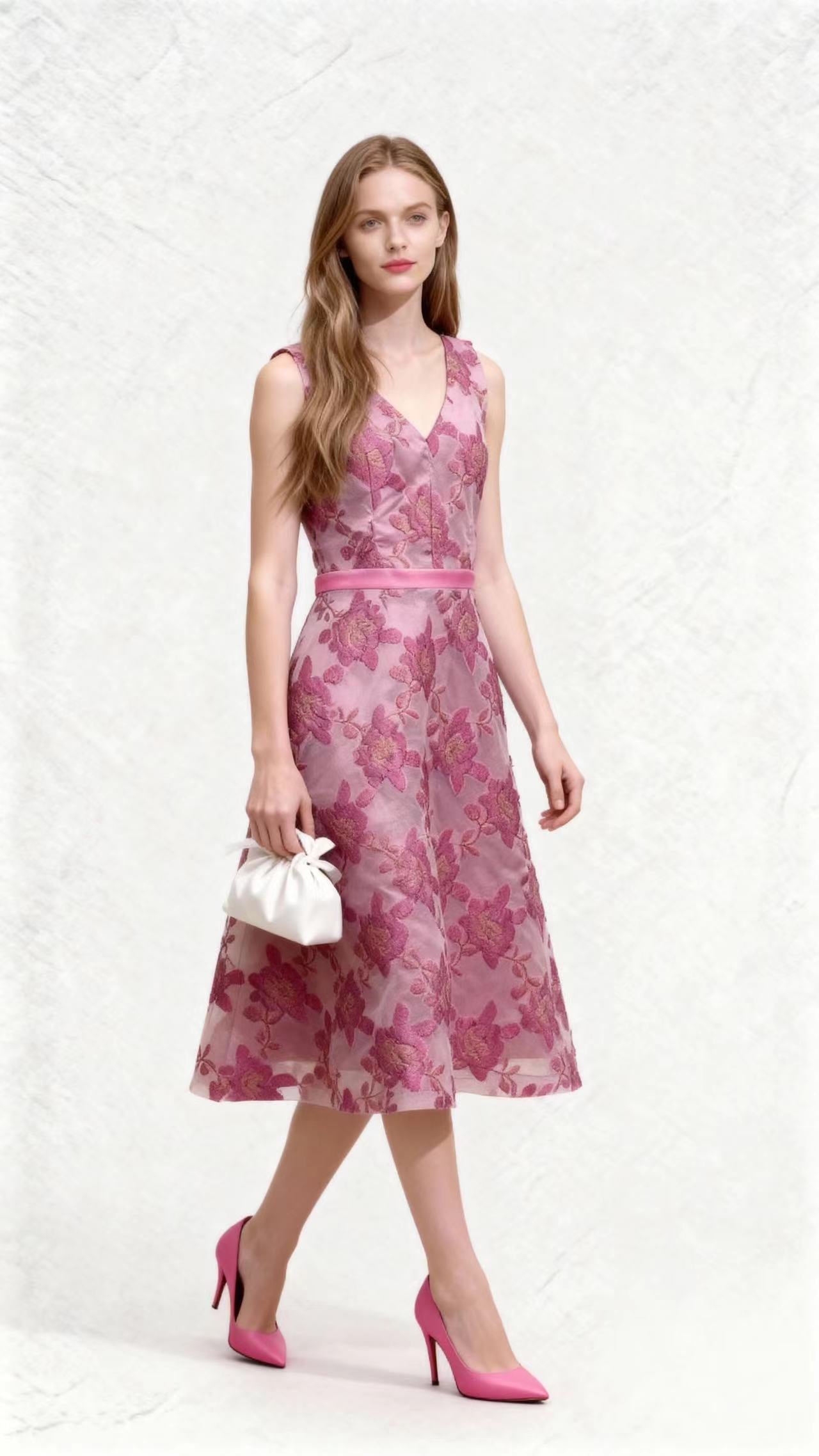 Pink-Hued Floral Sleeveless Dress