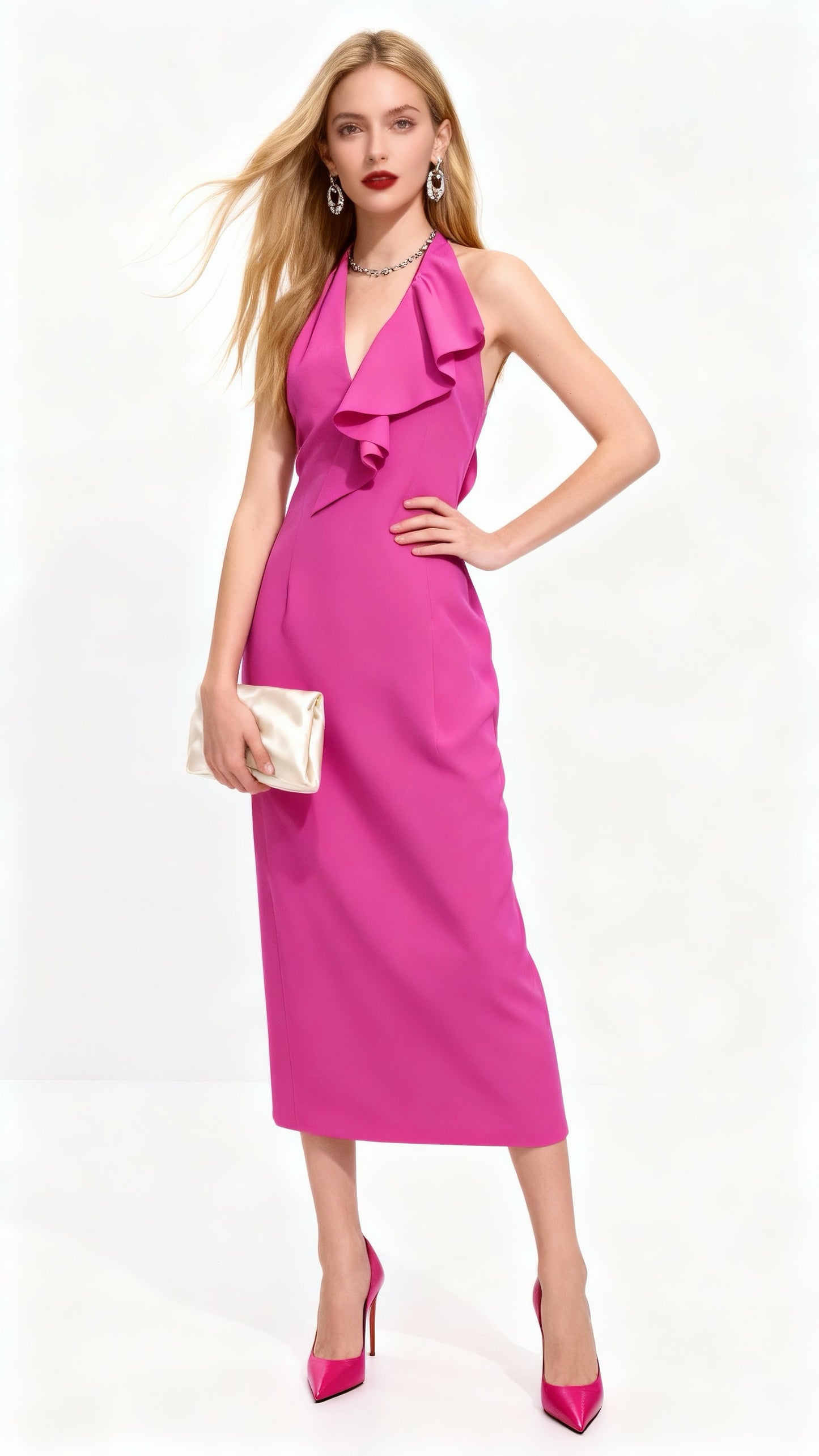 Halter Neck Ruffled Dress