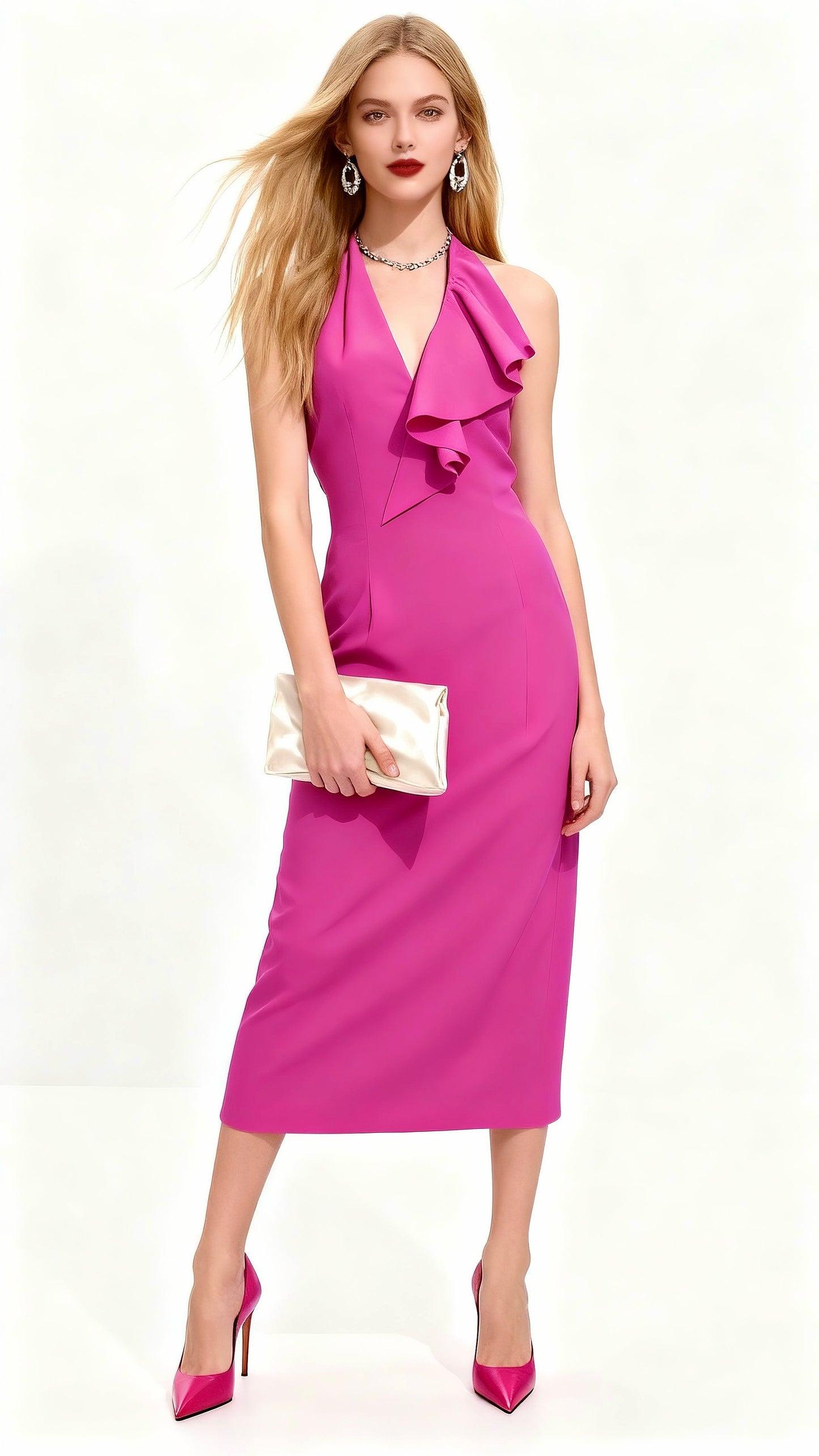 Halter Neck Ruffled Dress