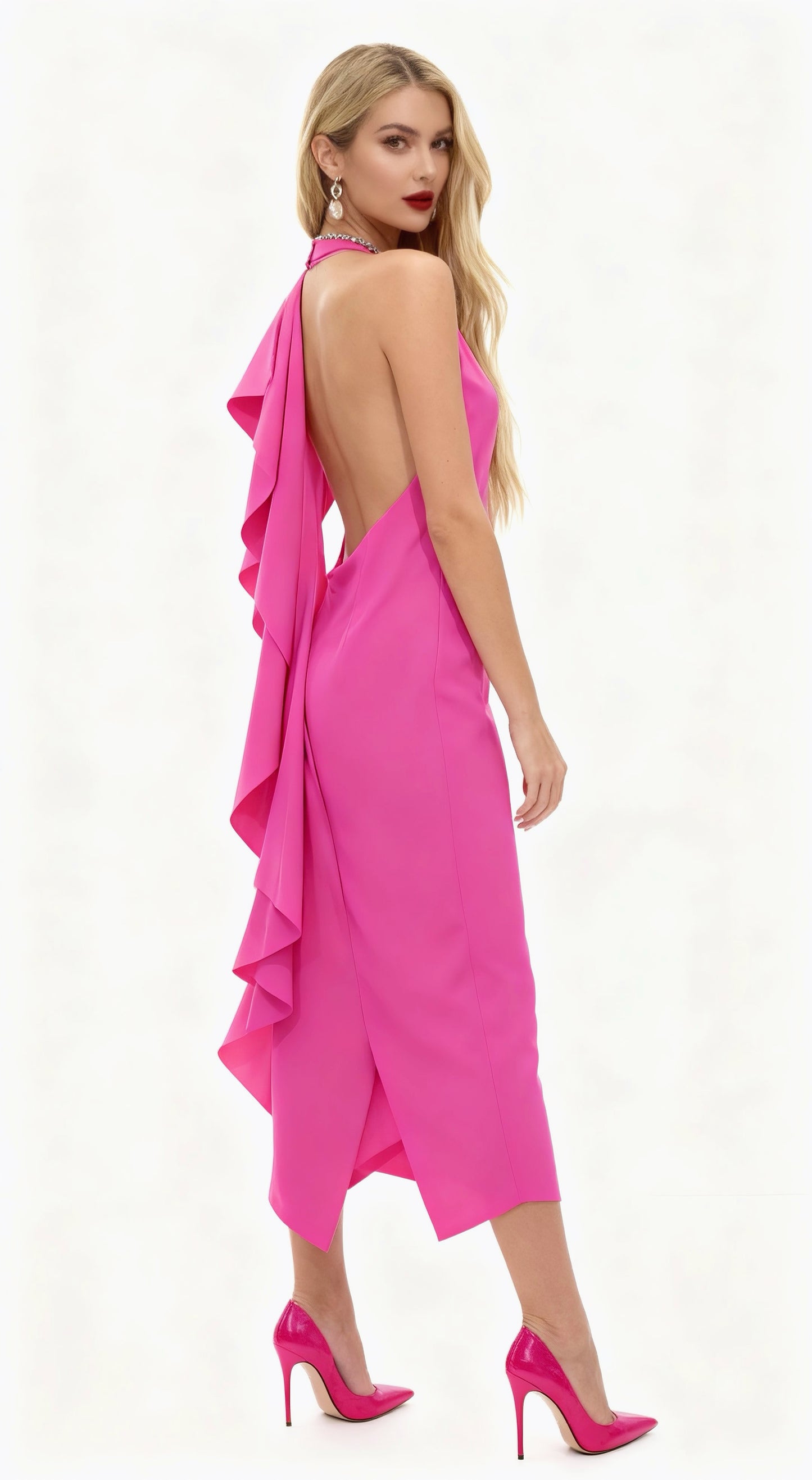 Halter Neck Ruffled Dress