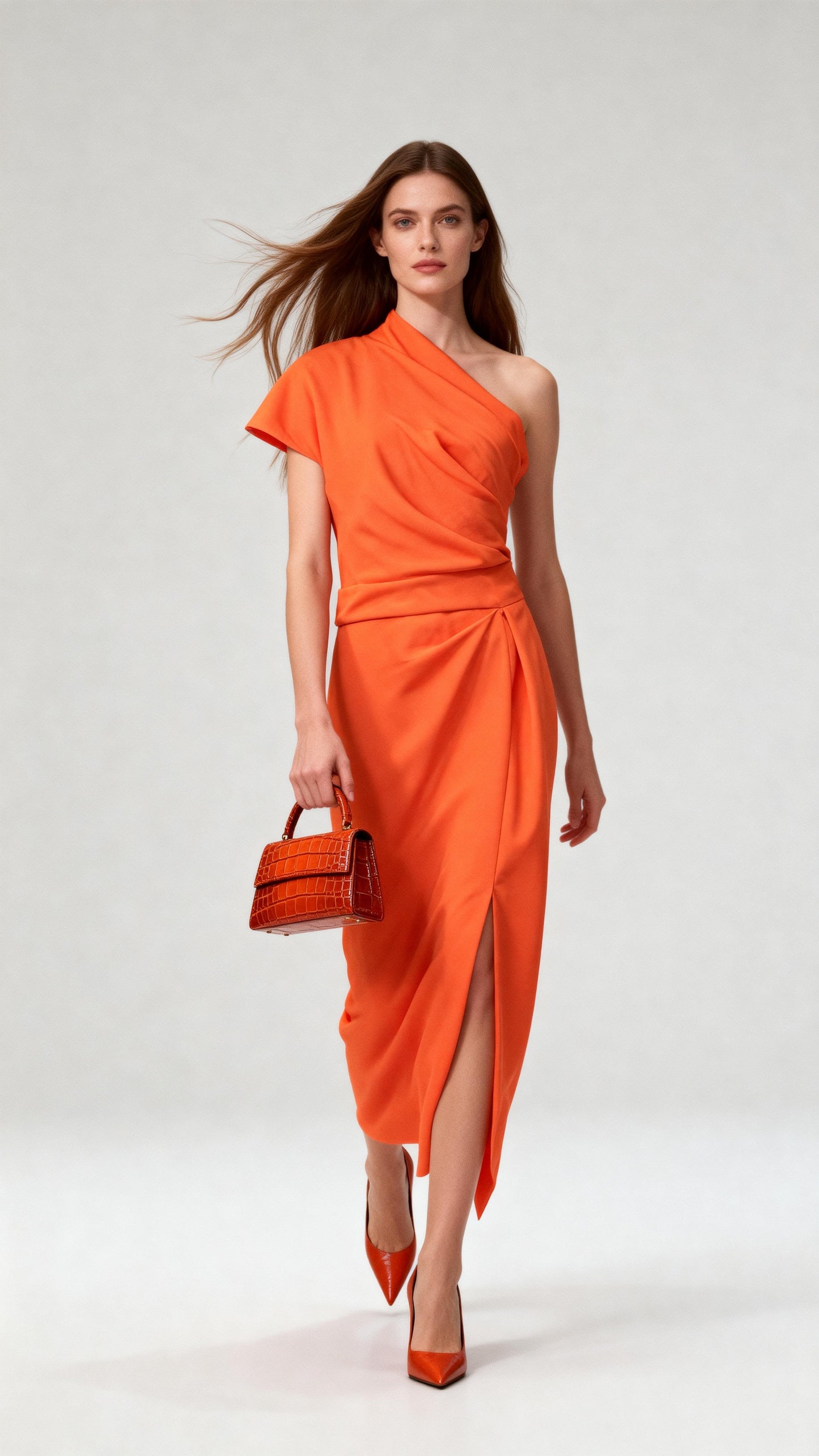 One-Shoulder Waist-Cinched Dress