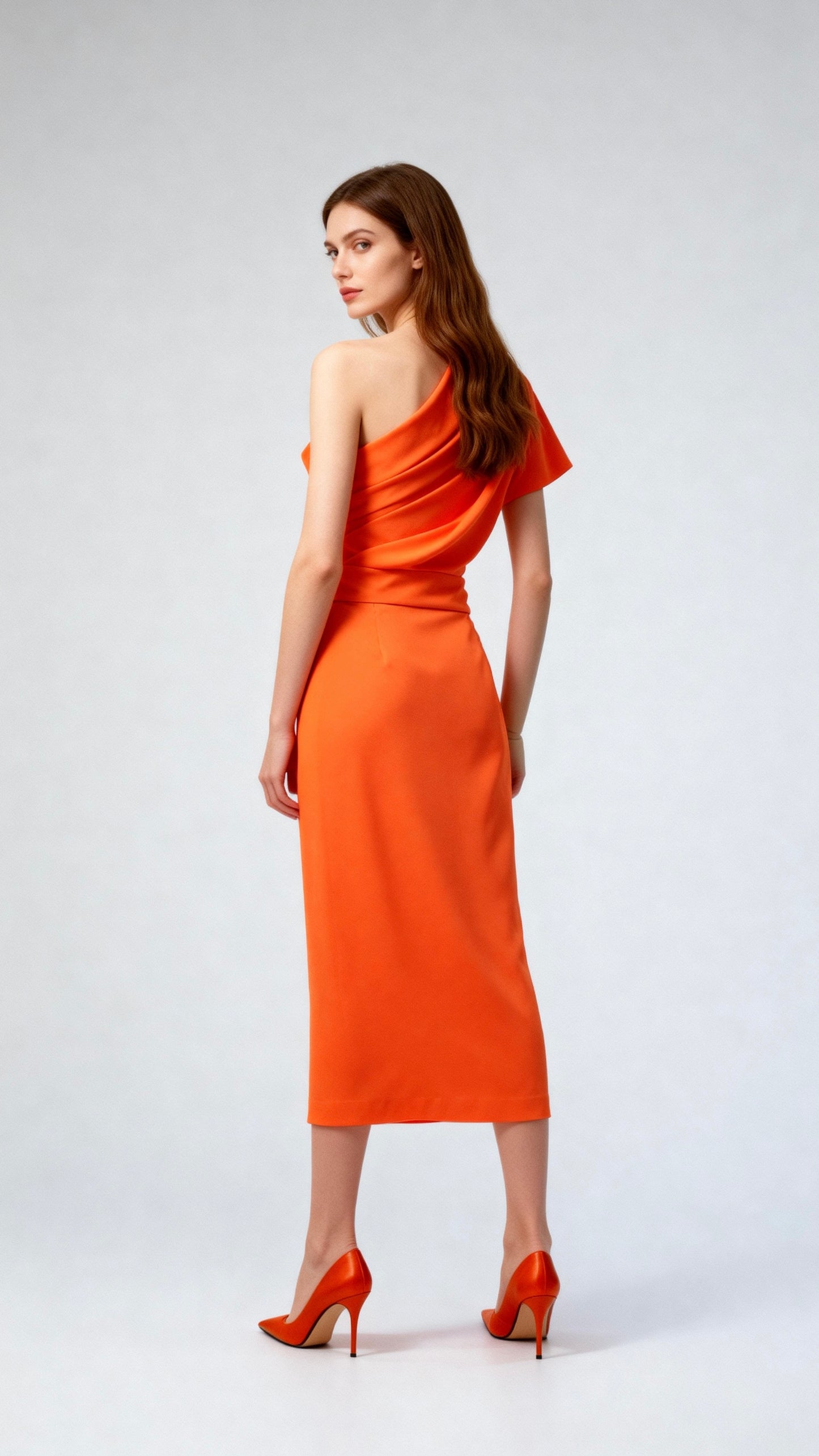 One-Shoulder Waist-Cinched Dress