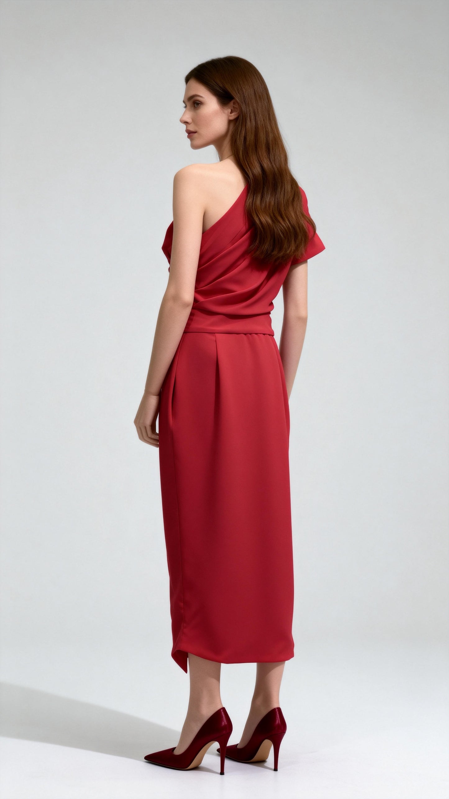 One-Shoulder Waist-Cinched Dress