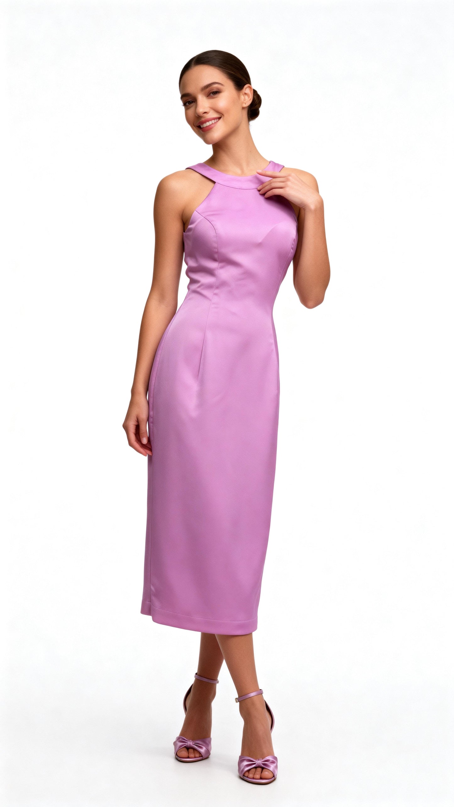 Halter Neck Waist-Cinched Dress