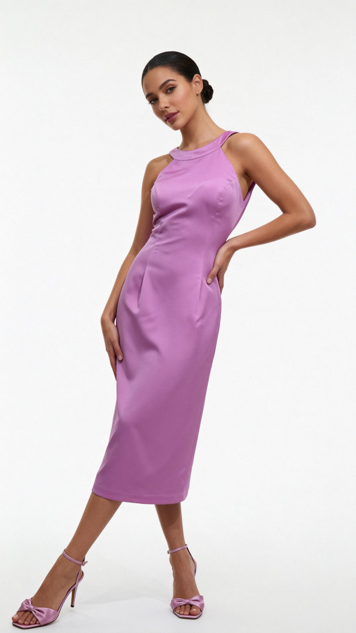 Halter Neck Waist-Cinched Dress