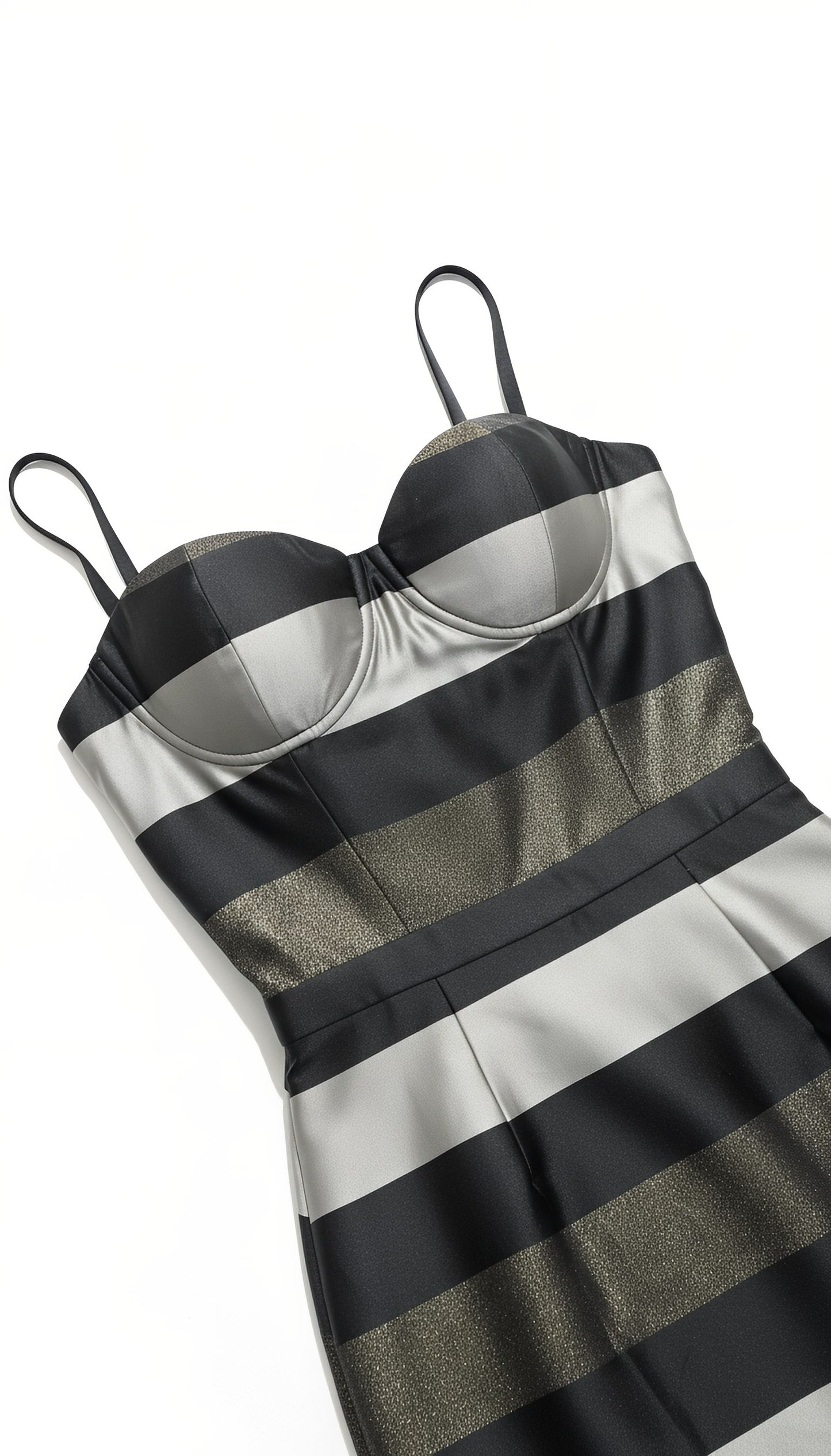 Striped Spaghetti Strap Waist-Defined Midi Dress