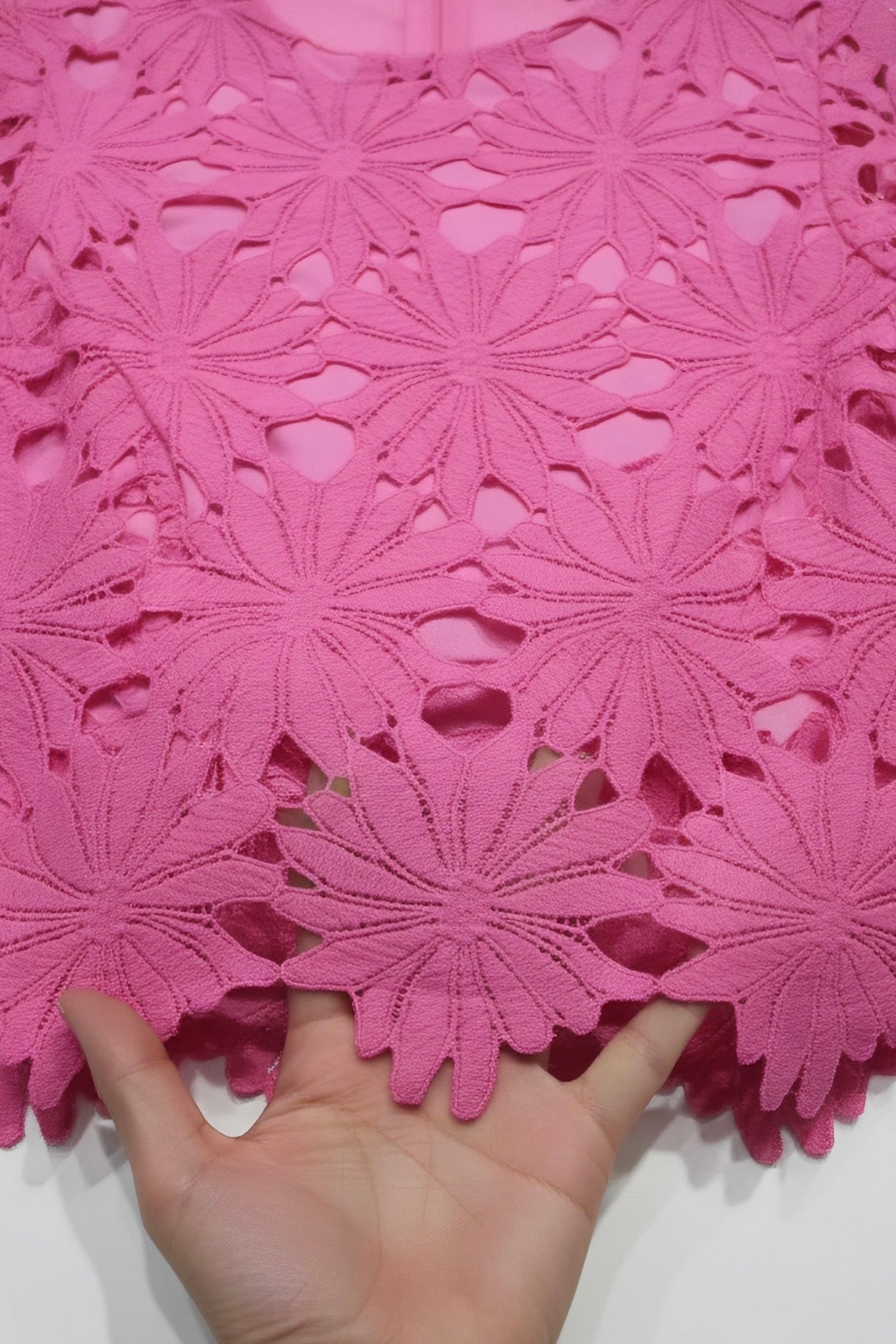 Hot Pink Openwork Crochet Two-Piece Dress