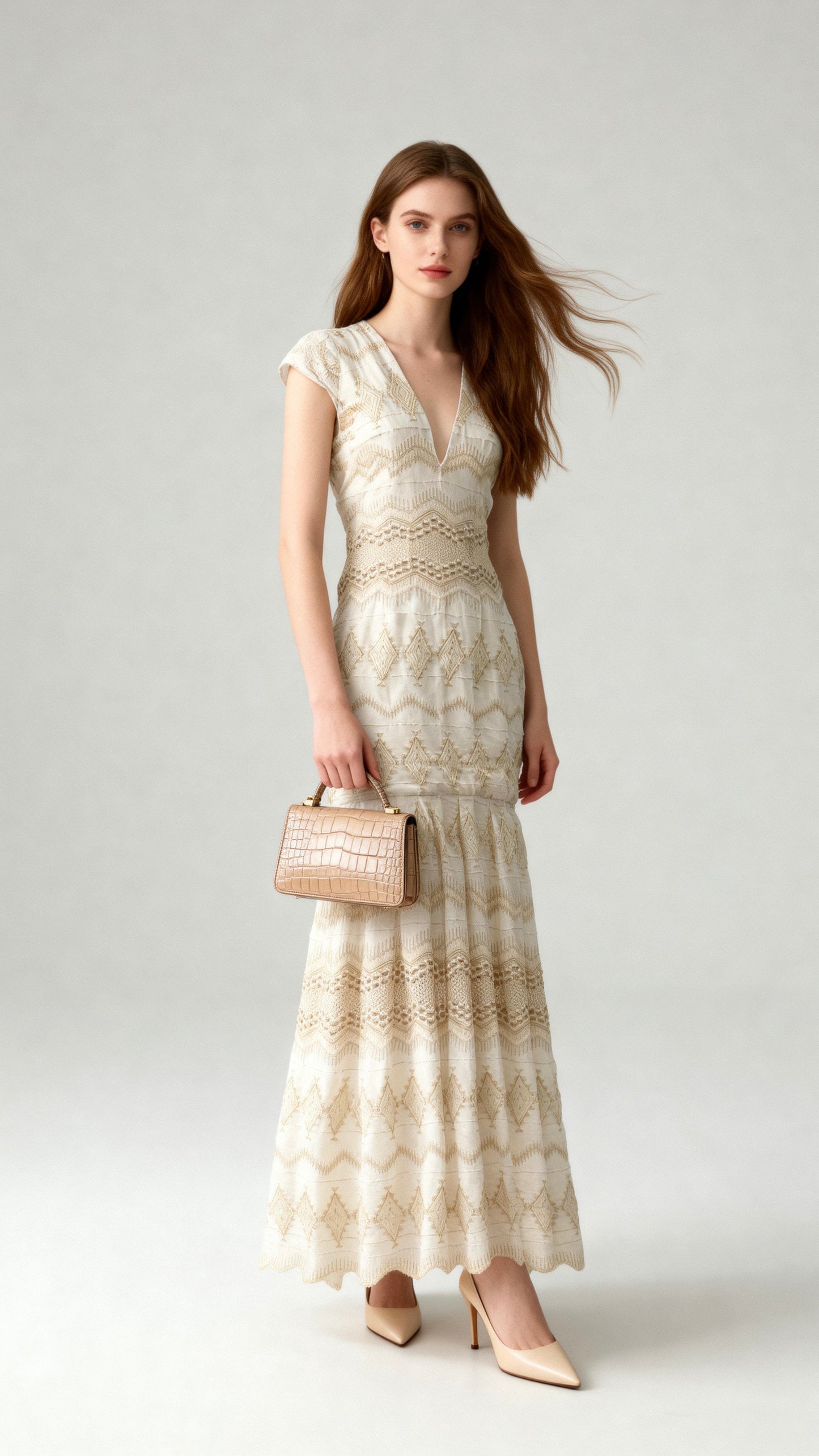 V-Neck Mermaid Maxi Dress