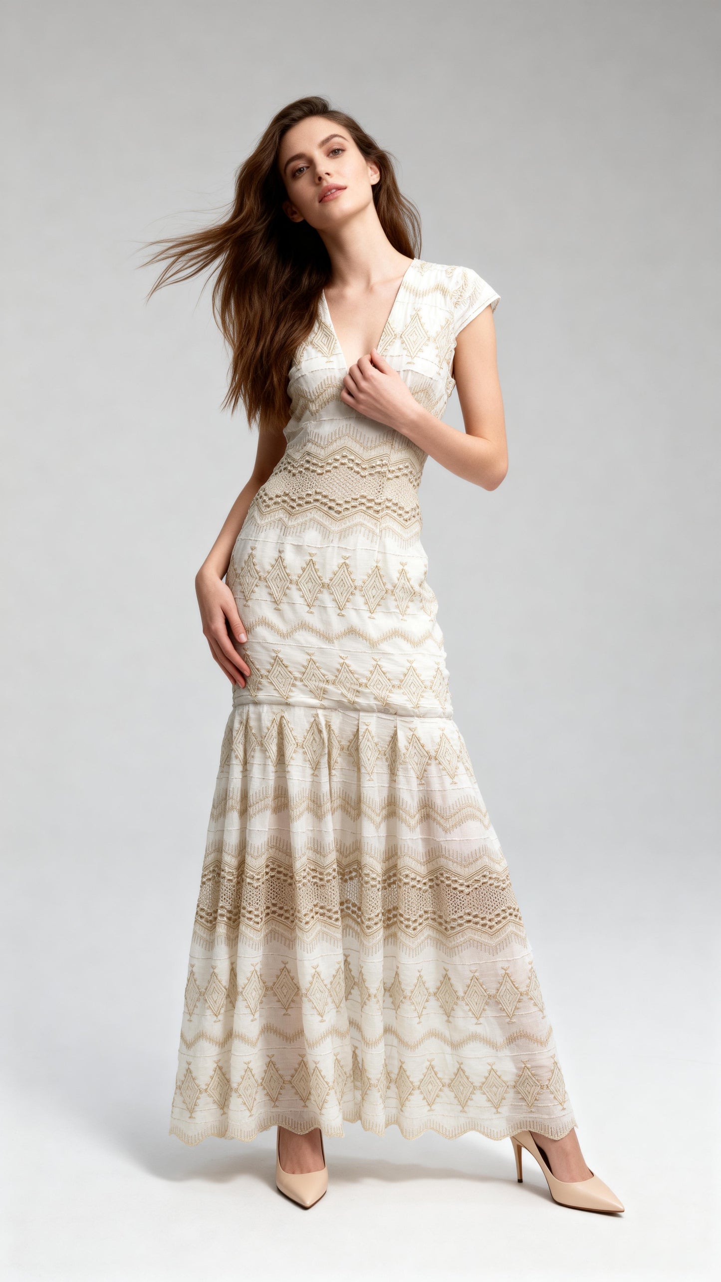 V-Neck Mermaid Maxi Dress