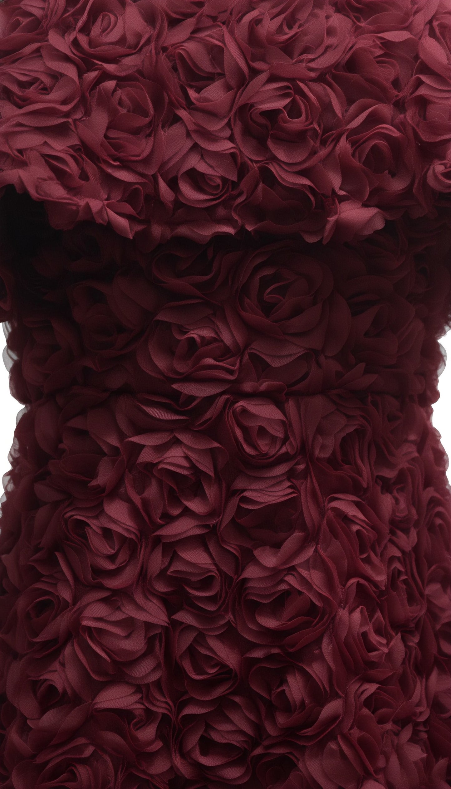 Burgundy 3D Rose Embellished Strapless Mini Dress