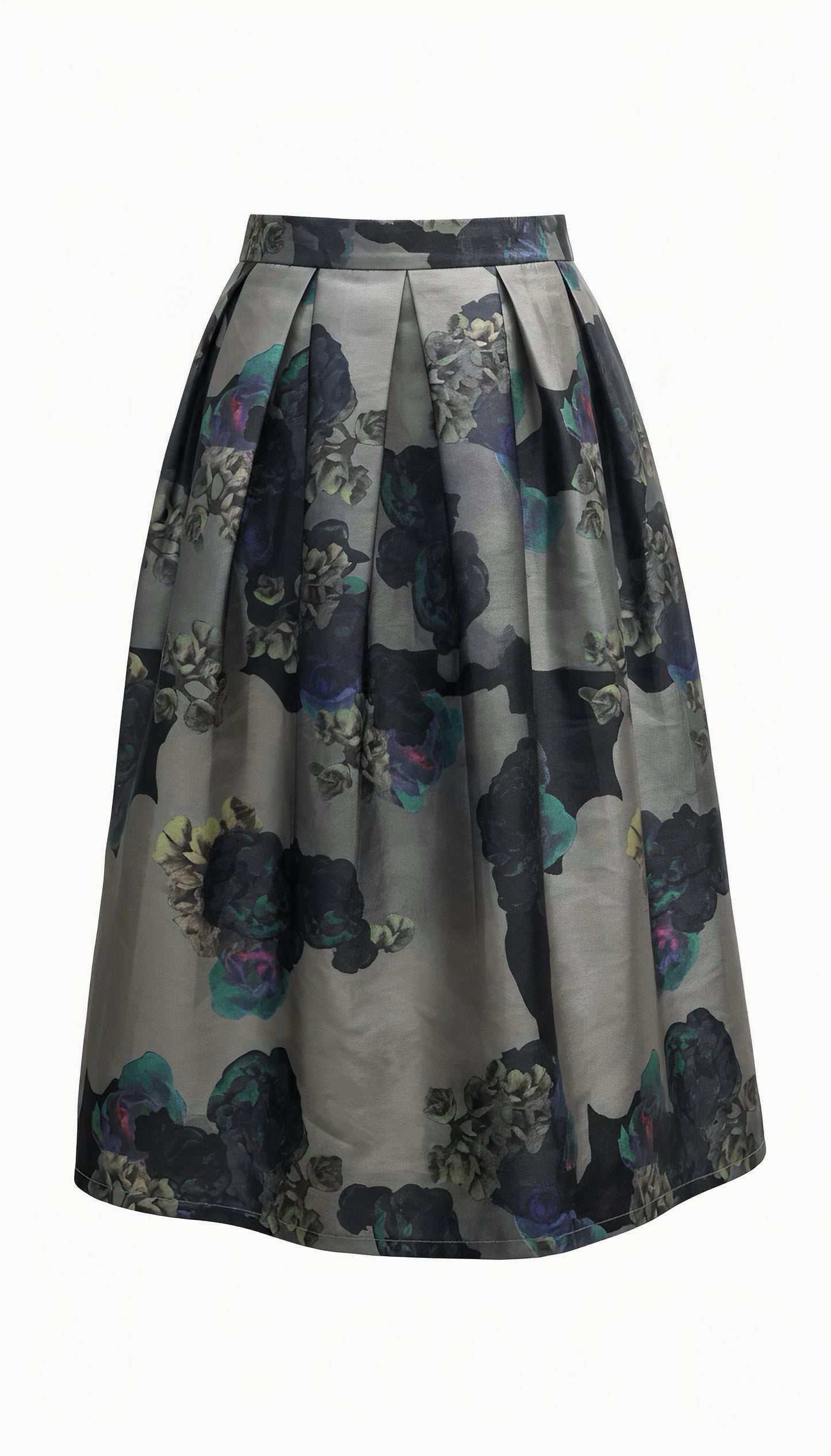 Floral Print High-Waisted A-Line Midi Skirt