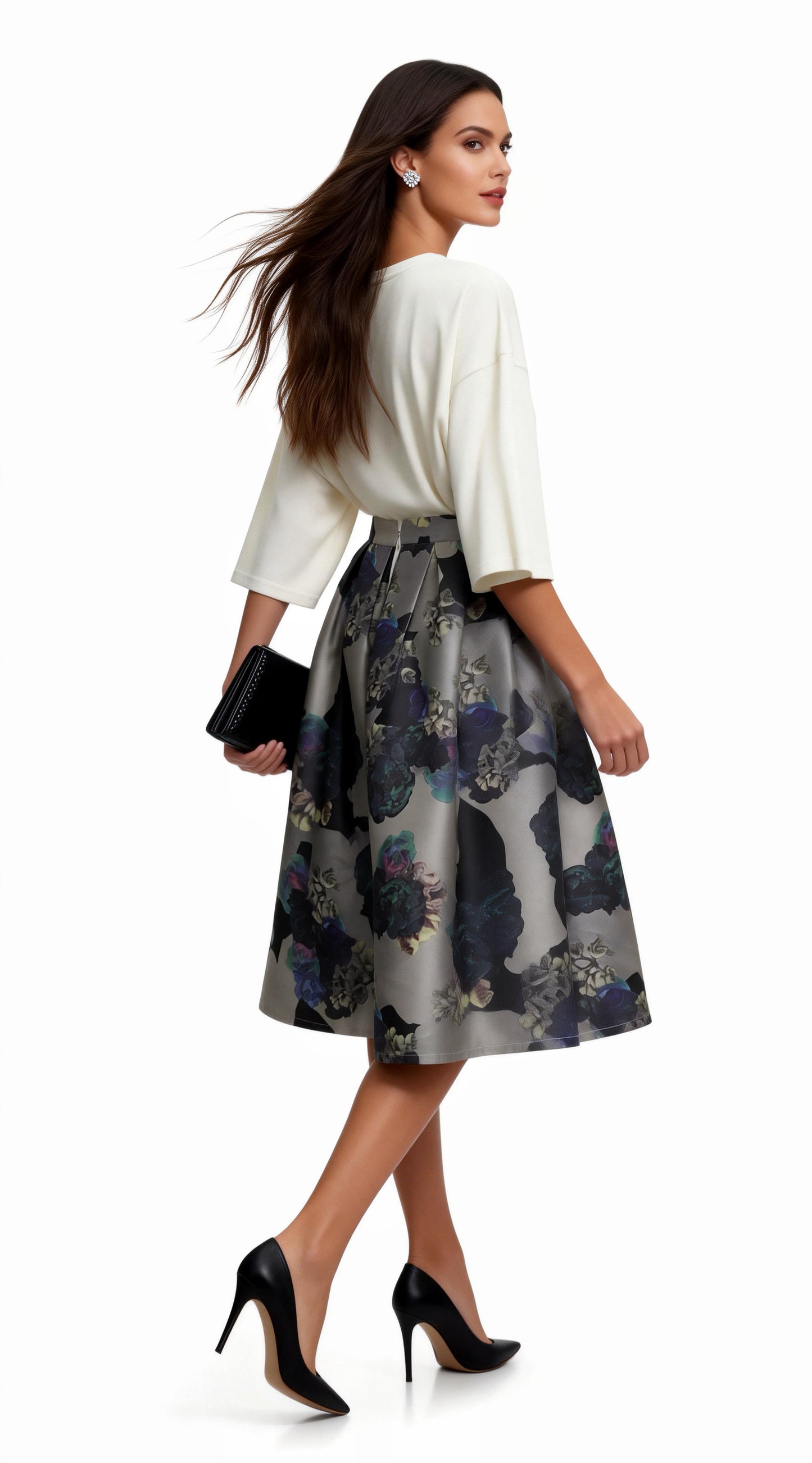 Relaxed-Fit Top with Lace-Paneled Asymmetric Hem