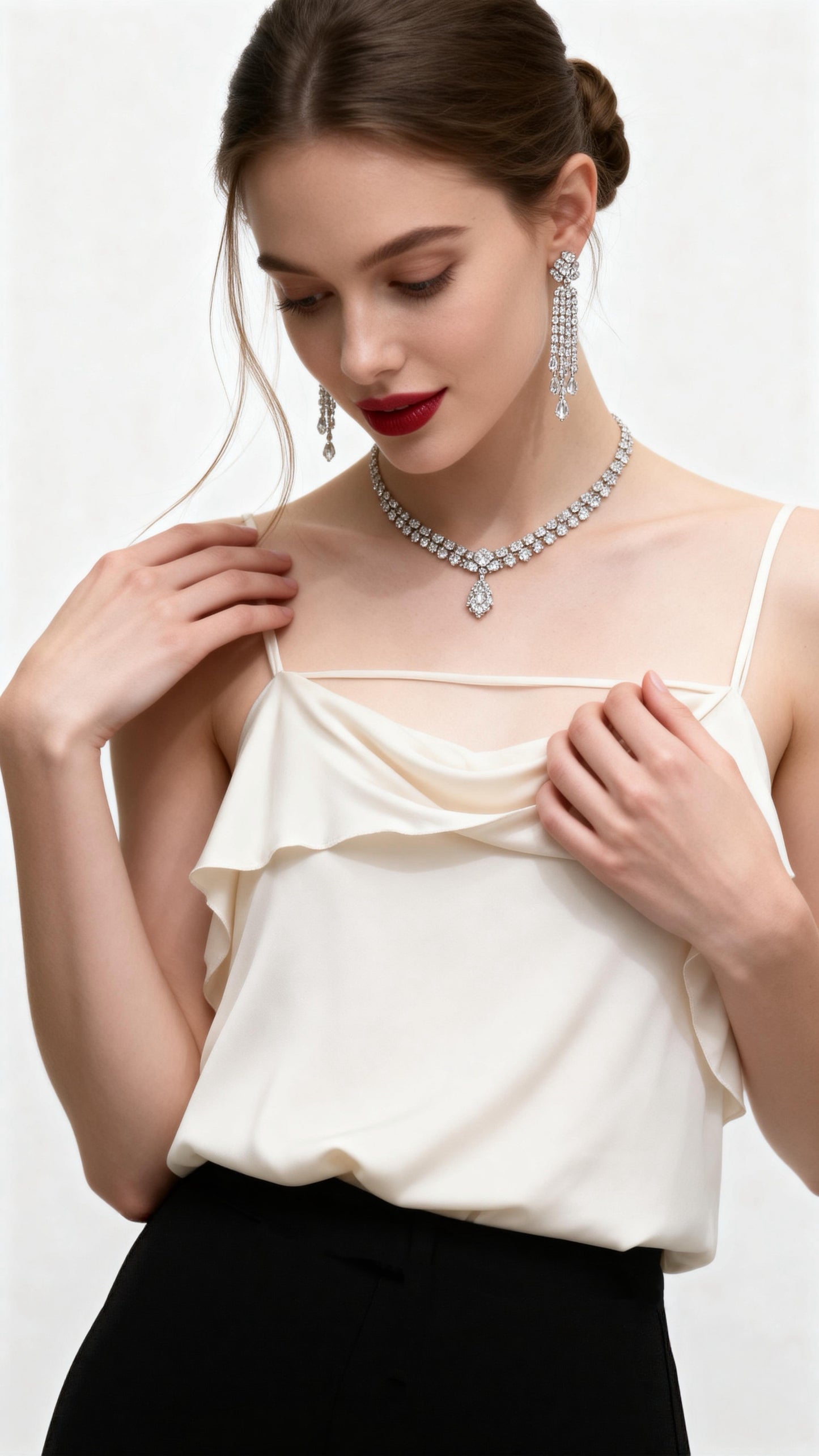 Off-White Silk Ruffled Camisole