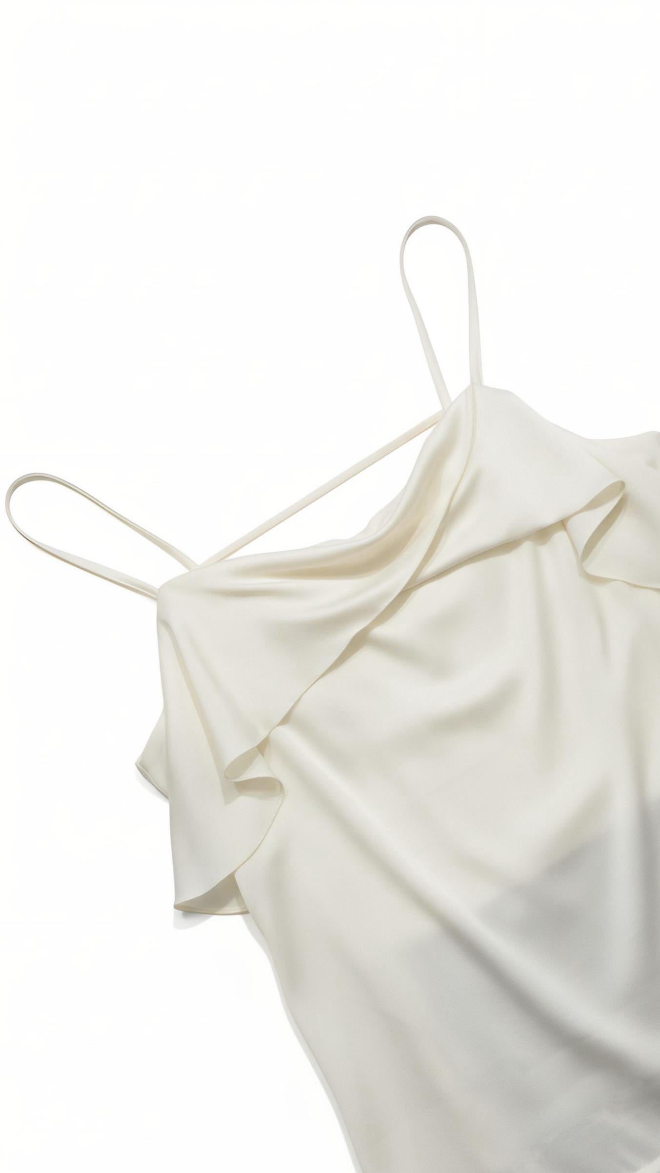 Off-White Silk Ruffled Camisole