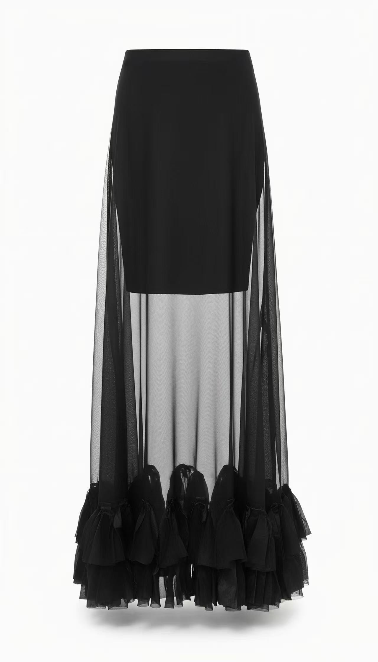 Black Tulle Double-Layered Skirt