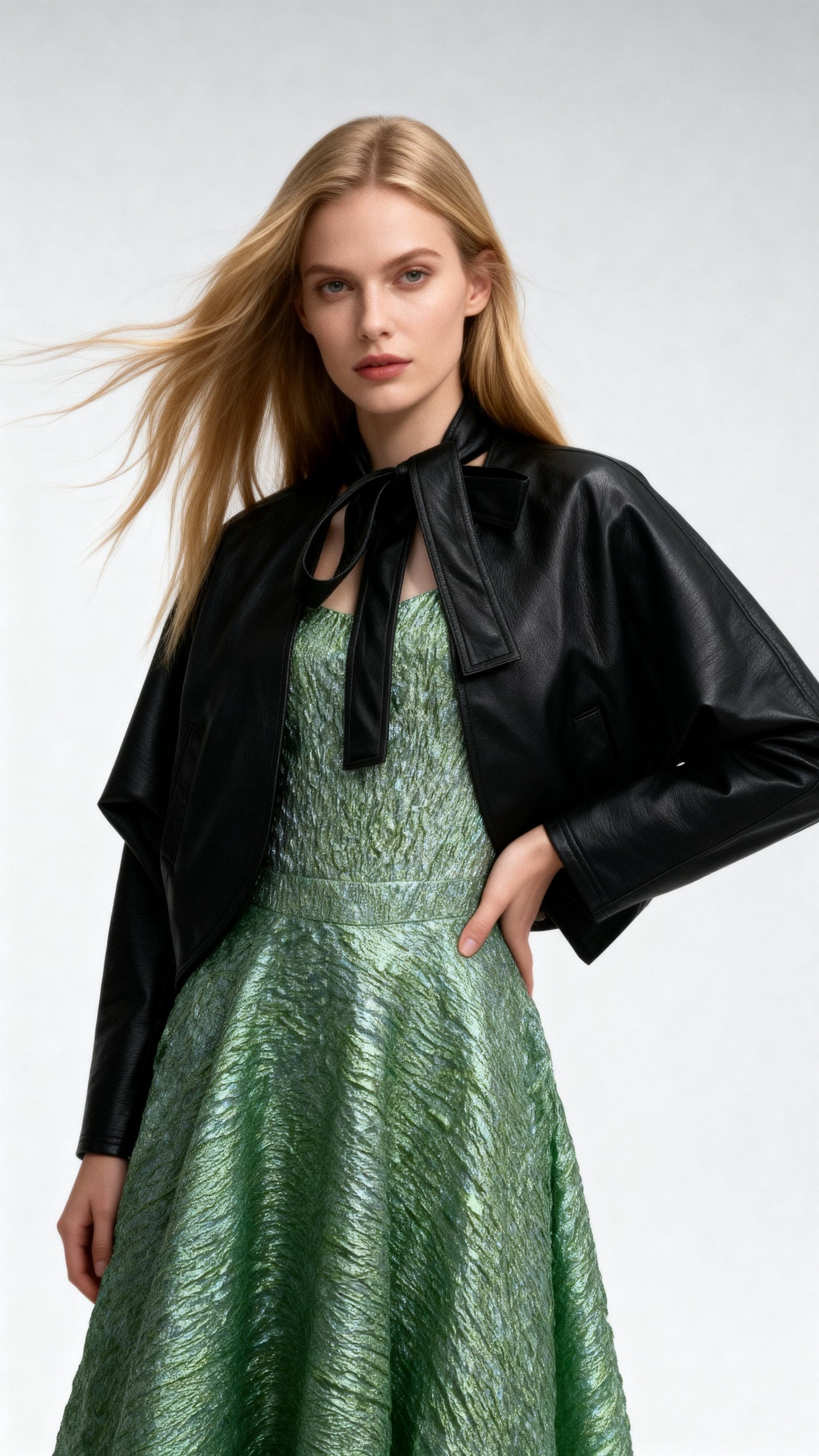Black Cropped Leather Jacket