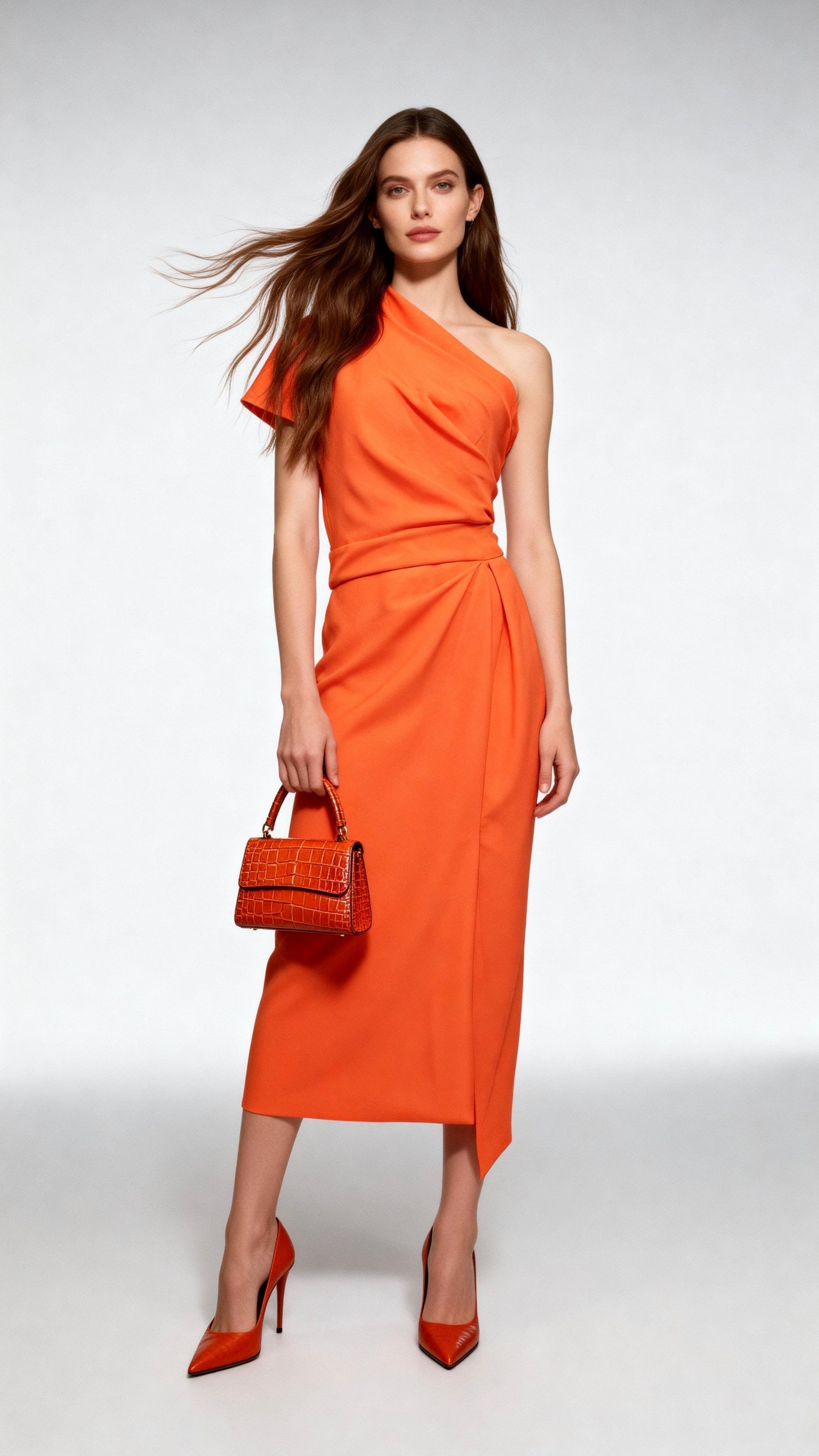 One-Shoulder Waist-Cinched Dress
