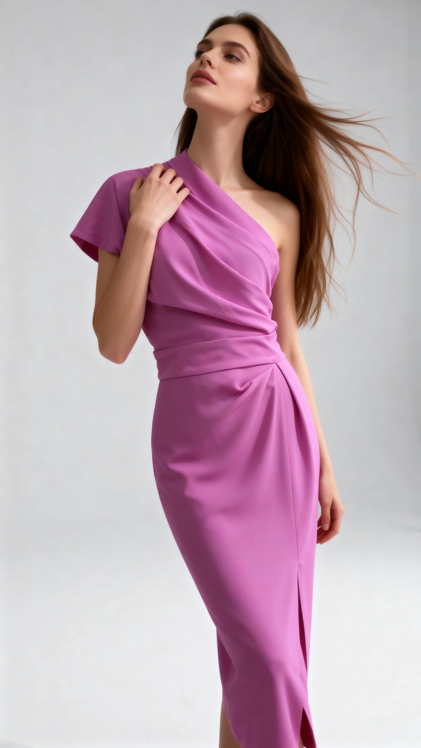 One-Shoulder Waist-Cinched Dress