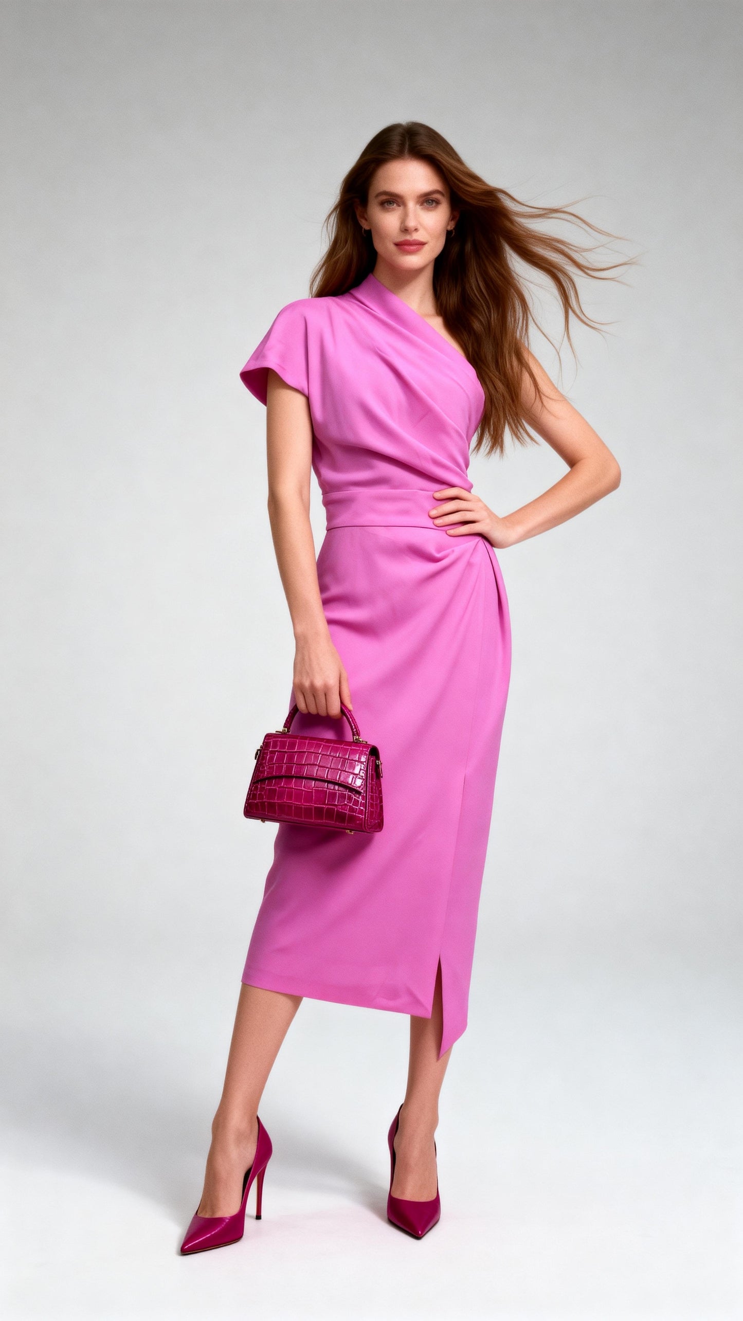 One-Shoulder Waist-Cinched Dress